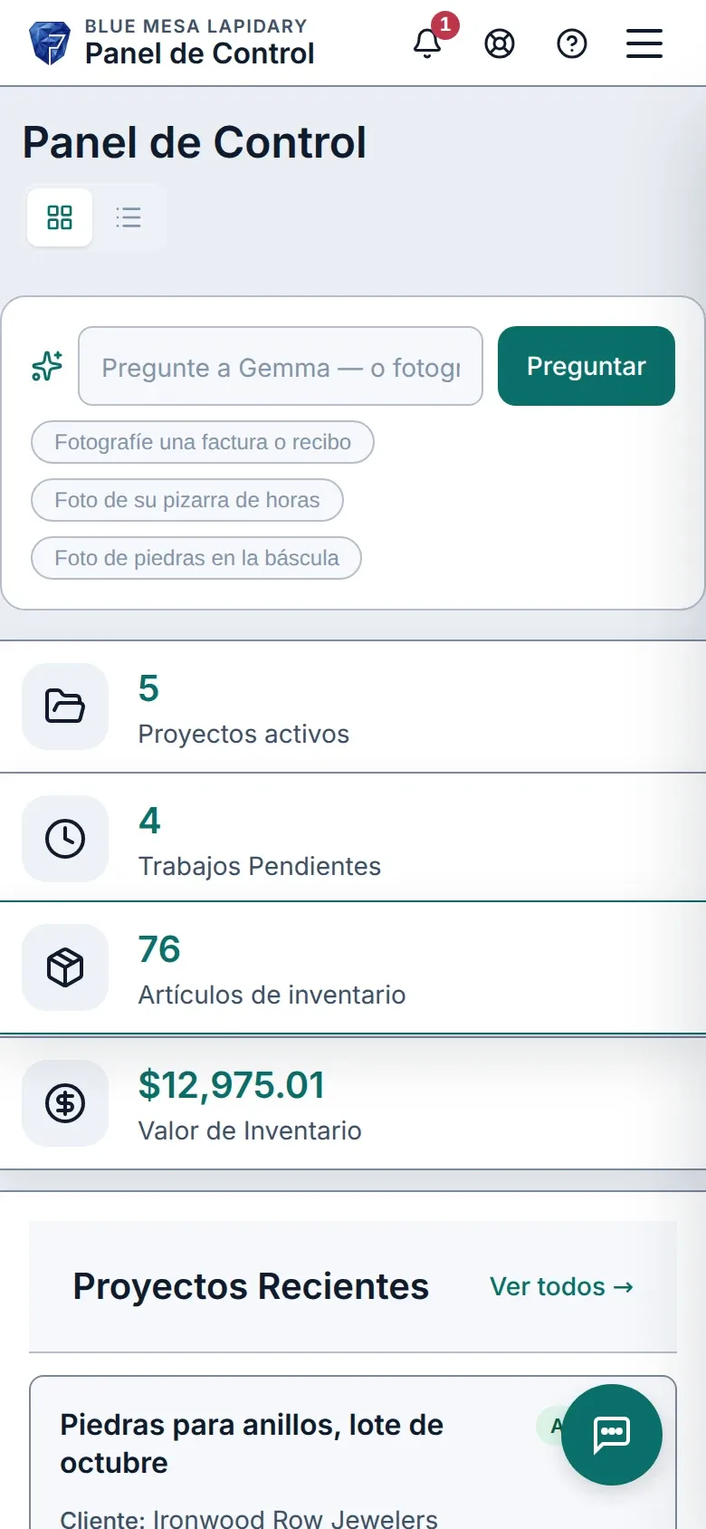 El panel de Facetz en un teléfono.